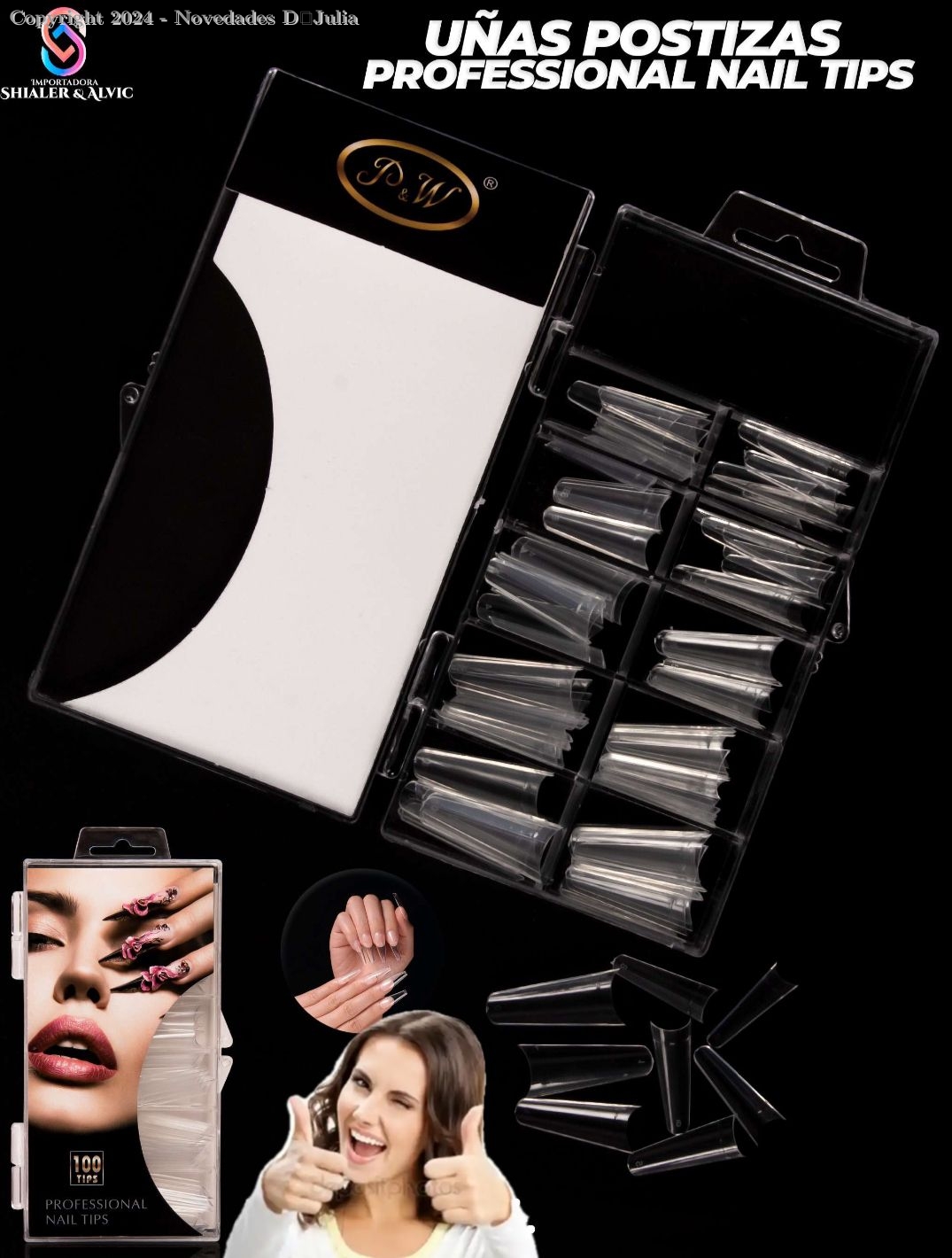 Uñas Nails Tips P&W Coffin X 100 curva C