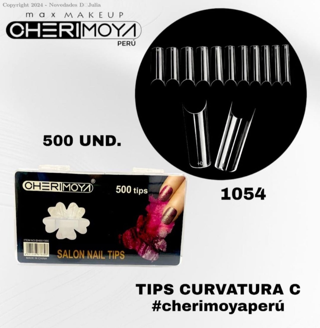 Tips Curvatura C  Cherimoya Transparente X 500 cod 1054